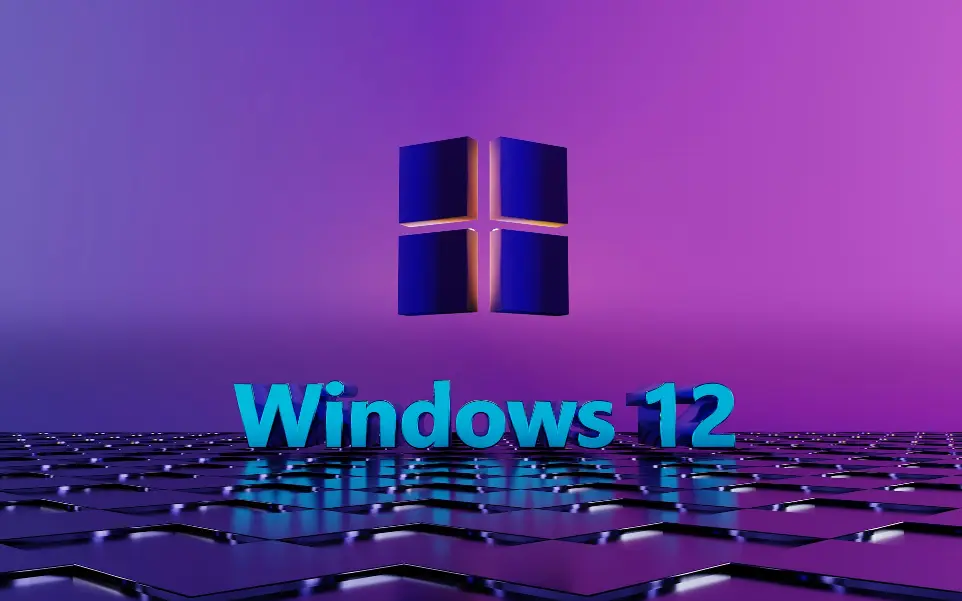 a purple background with the word windows 12 on it